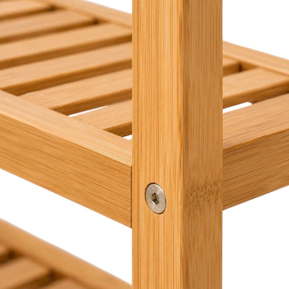 Anyorel 3-tier bamboo bathroom storage shelf in natural brown, ideal for organizing toiletries and bathroom essentials.
