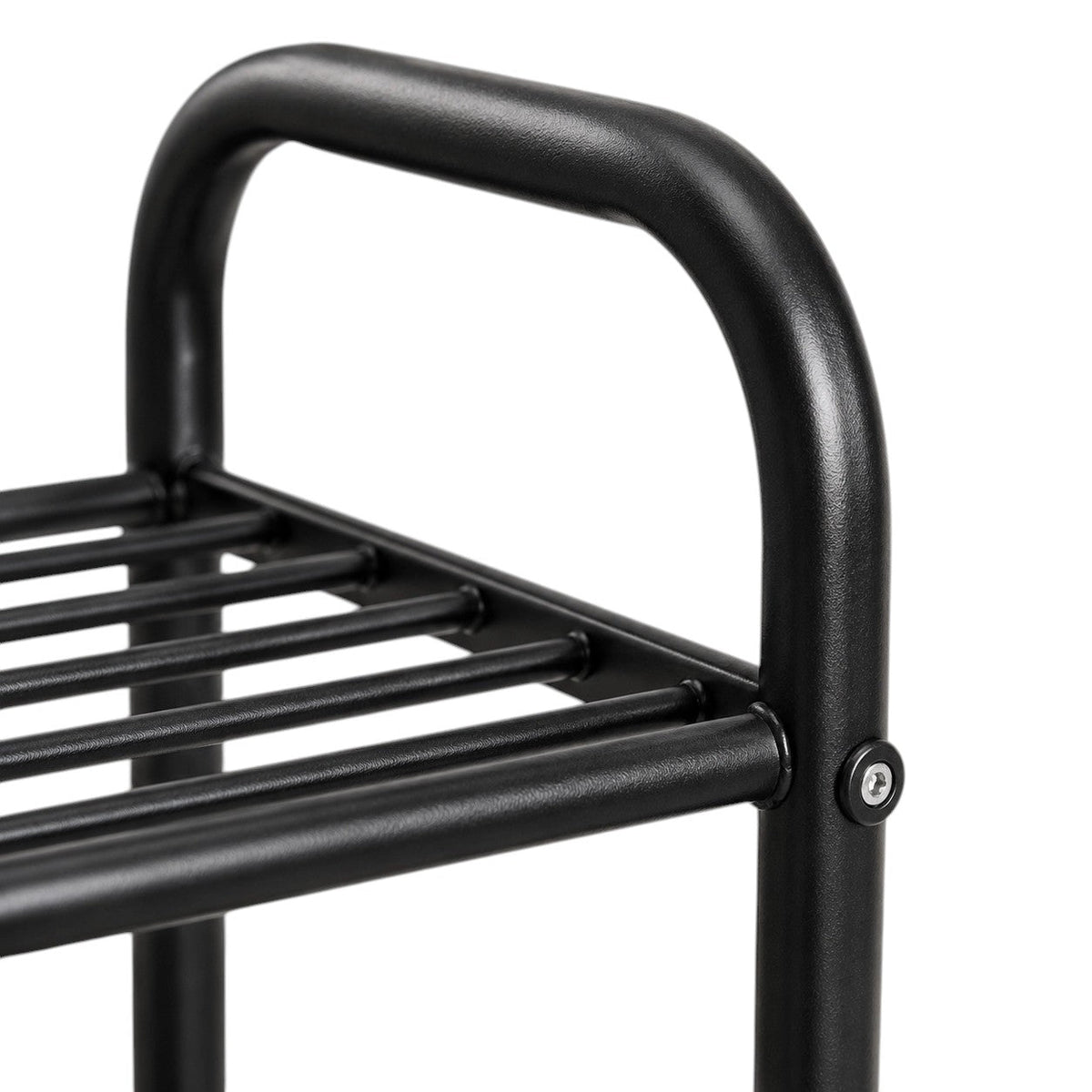 Anyorel black 3-tier freestanding metal shoe rack with open shelves, measuring 65cm, ideal for organizing footwear at home.