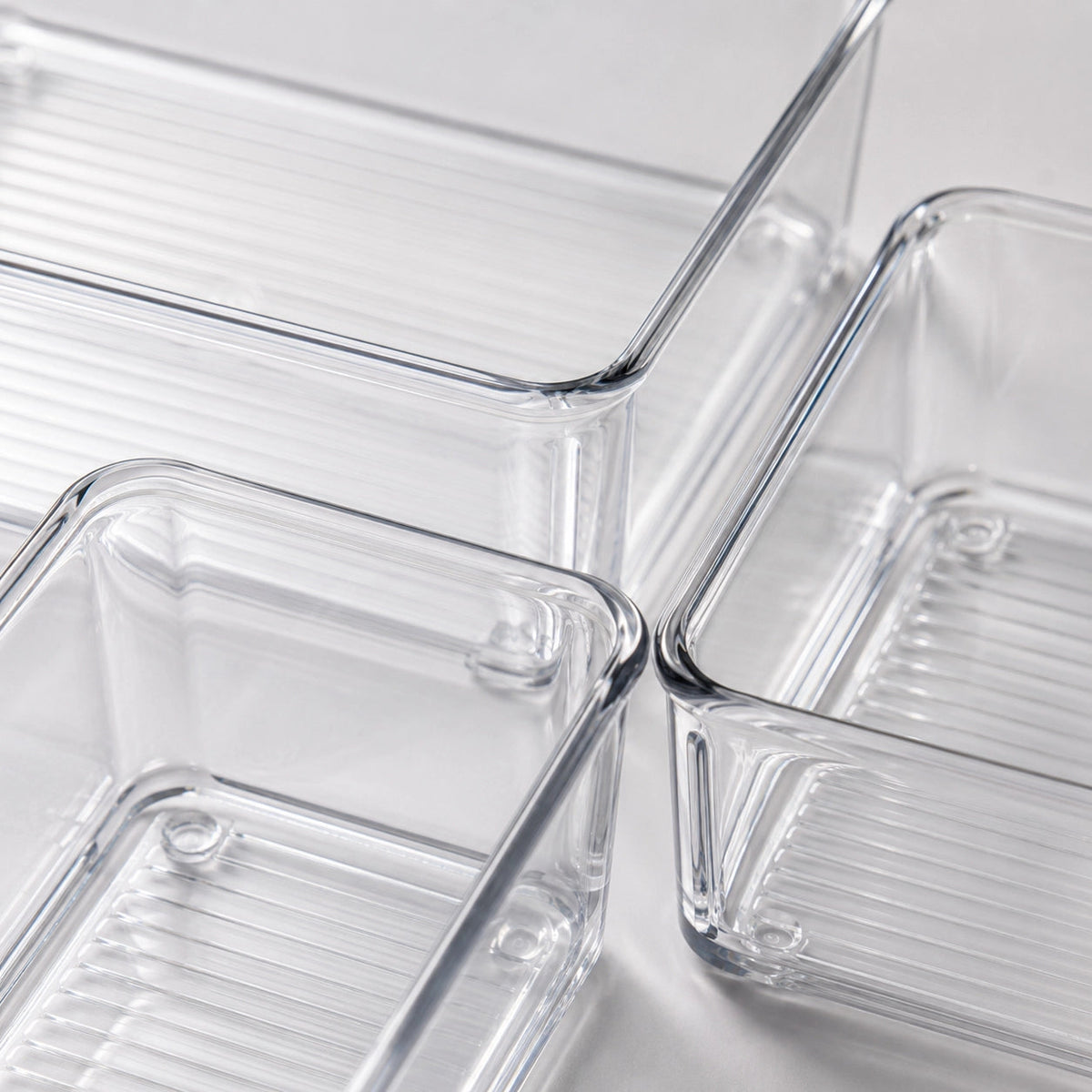 Six-piece clear plastic drawer organiser tray set by Anyorel for tidy, organized storage in drawers and cabinets.